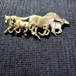 Vintage Goldtone Running Horses Hairclip